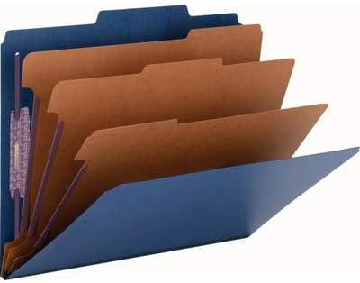 Smead 14096 3-Inch Expansion Classification Folder 2/5 Cut Letter Eight-Section Blue 10/Box