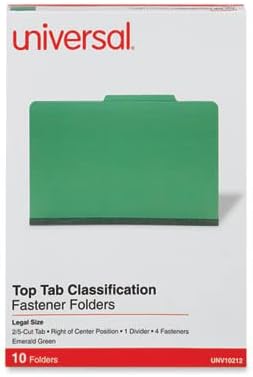 Universal 10212 Pressboard Folder, Legal, Four-Section, Emerald Green (Box of 10)