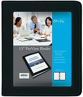 Blue Sky ProView Legacy Black 3 Ring Binder, Letter Size, 1", Textured Faux Leather Cover, Built-in Pockets, Holds 175 Sheets, 6-Pack (10504-C)