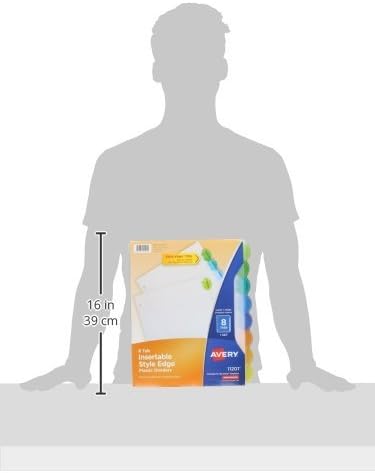 Avery Insertable Style Edge Plastic Dividers for 3 Ring Binders, 8-Tab Set, Multicolor, 1 Set (11201)
