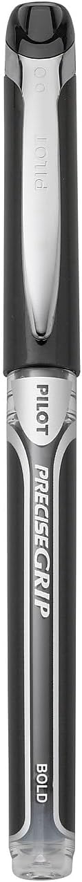 PILOT Precise Grip Liquid Ink Rolling Ball Stick Pens, Bold Point, Black Ink, 12-Pack (28901)