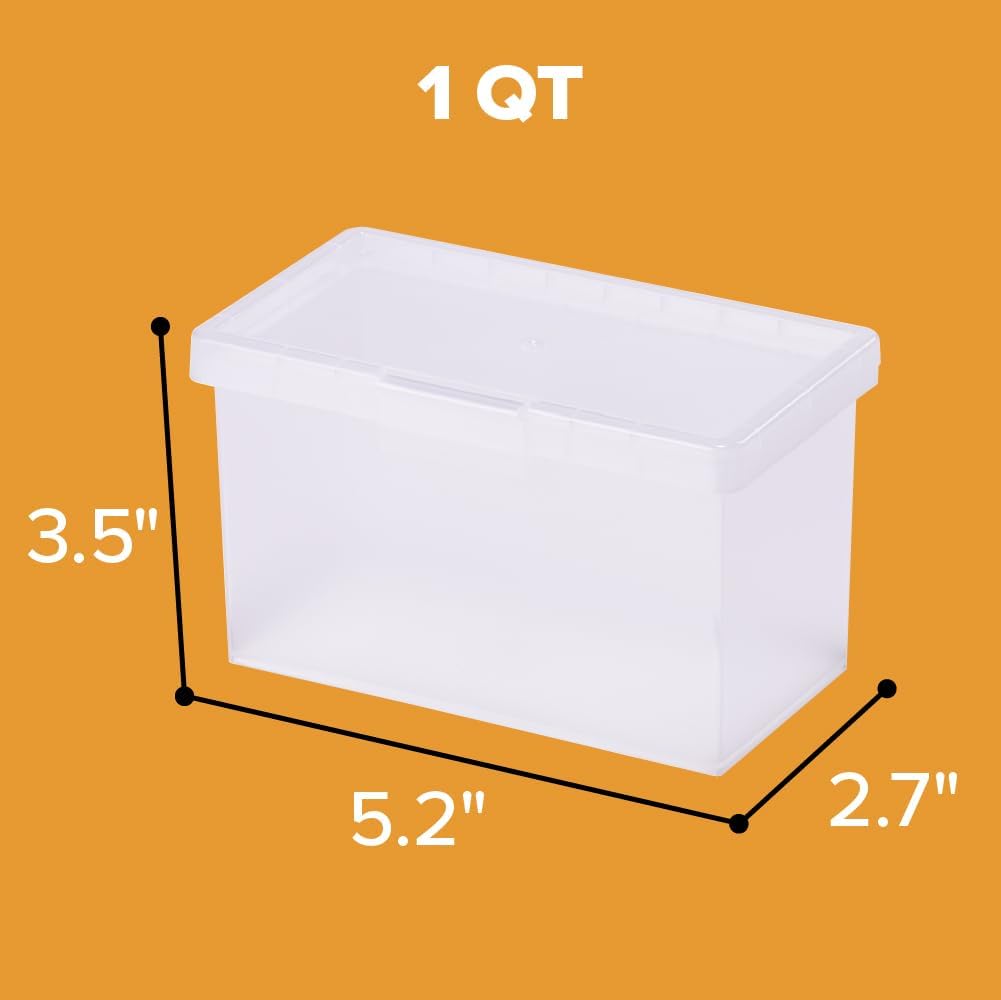 Bostitch Konnect Storage Containers with Lids, Office Organizer, Clear Plastic Box, Stackable for Index Cards, Labels, 1 Qt