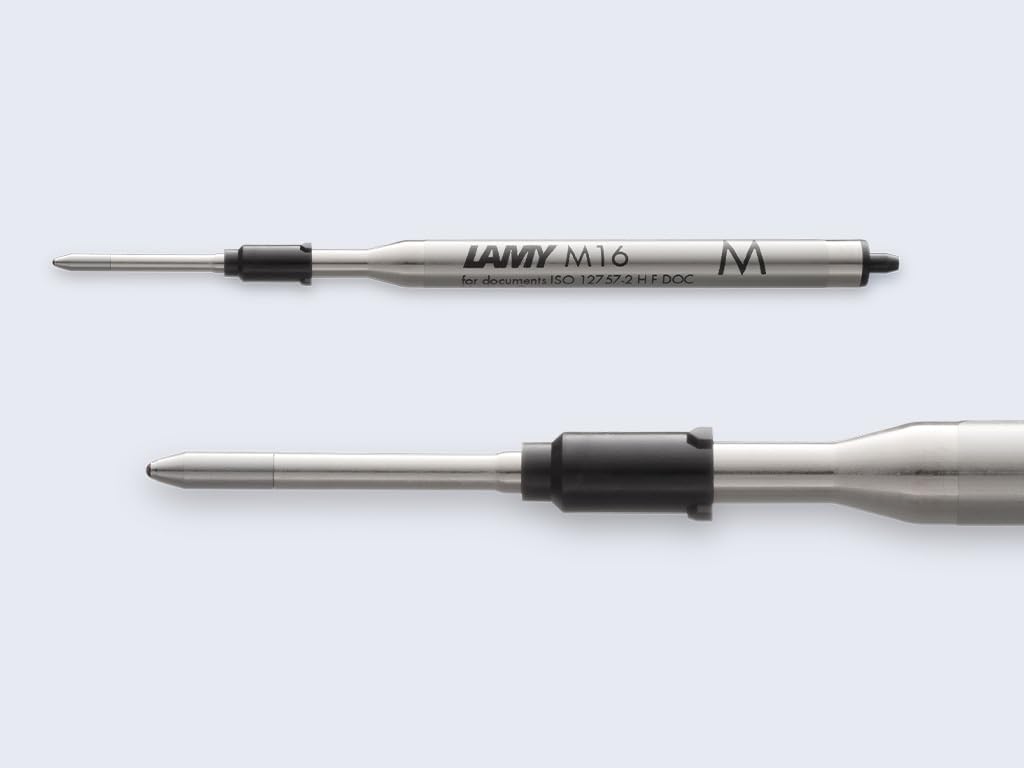 Lamy M16 ballpoint pen refill with large capacity, metal - Original replacement refill for all ballpoint pen models - Indelible - Fine line width in black ink