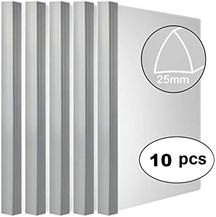 Clear Report Covers with Solid Color 25mm Sliding Bar (20C, 200-sheet Capacity), Transparent Resume Presentation File Folders Organizer Binder, for Letter/A4 Size Paper, 10 Pcs, Solid White