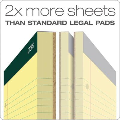 TOPS Docket Legal Pads, 6 Pack, Premium Note Pads, 100 Law Ruled 8.5" x 11" Sheets, Canary Yellow Paper with Firm Back, Professional Legal & Office Notepads, 2X More Sheets, Proudly Made in the USA