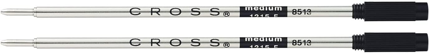 Cross Refills for Ballpoint Pens, Medium, Black Ink, 2/Pack (85132) (New Version)
