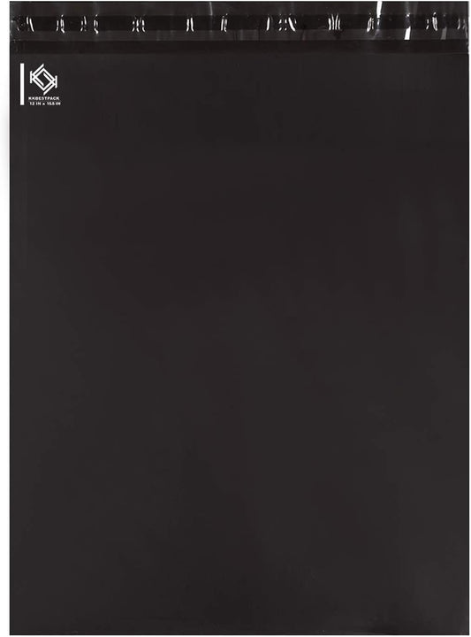 KKBESTPACK 100 Pcs 12x15.5 Poly Mailer Envelopes Shipping Bags Self Adhesive Waterproof Bags (Black), 12 x 15.5