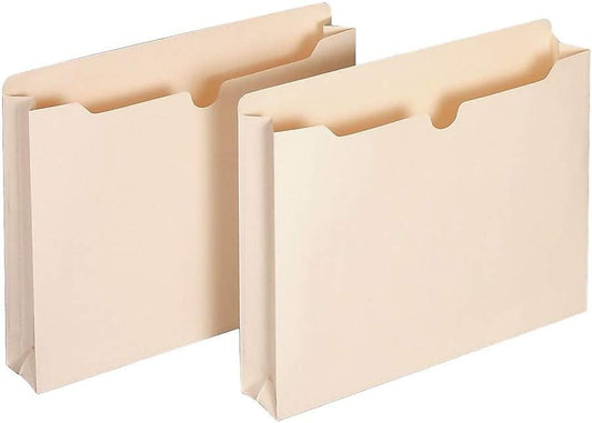 Staples Paper Stock File Jackets, Letter Size, 2‑Inch Expansion, Durable Manila Construction – 50/Box