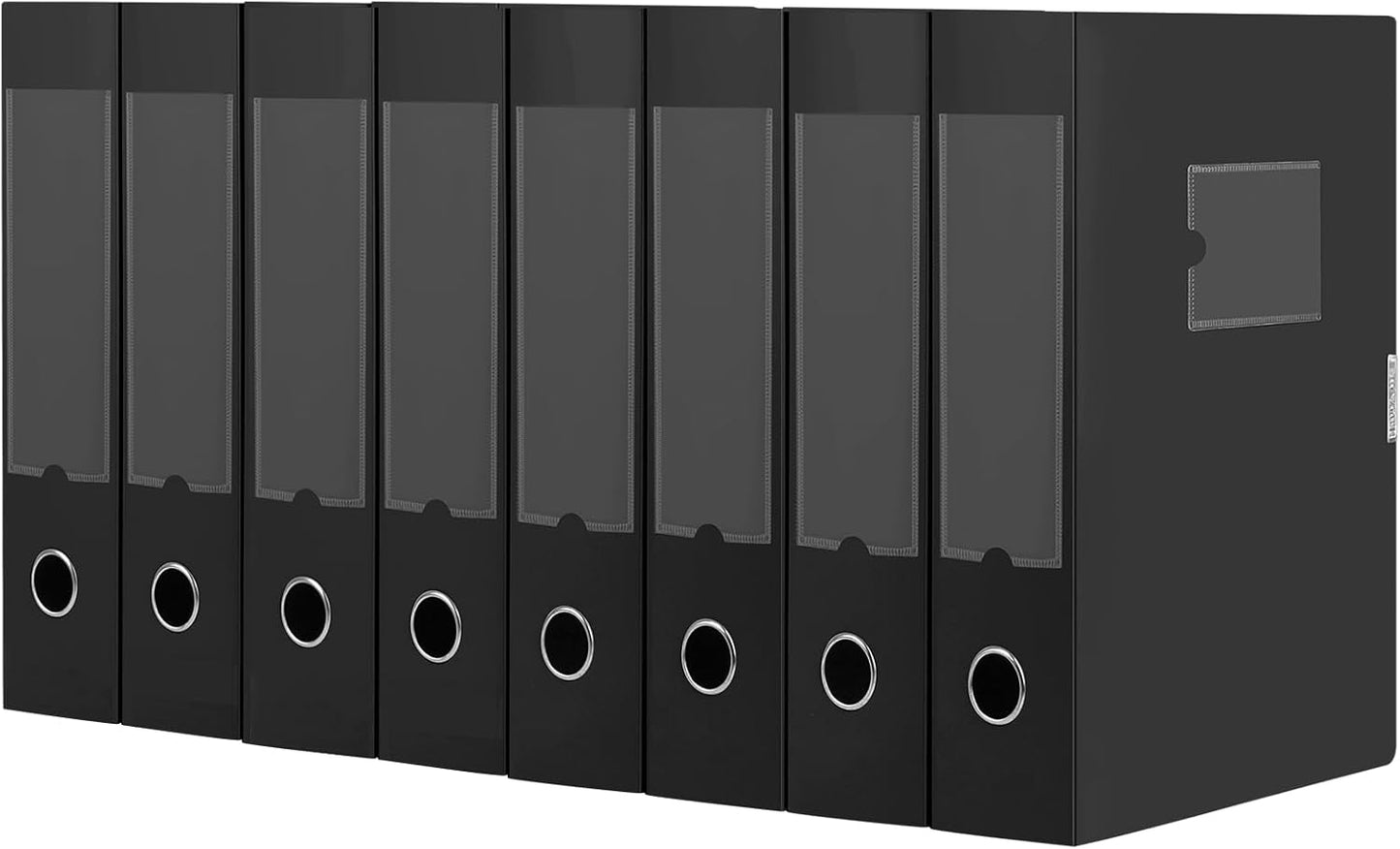 HUA JIE A4 Storage File Boxes Plastic Archives Cases with Lid, File Folder Organizer Document Filing Box for office,31×7.5×23.5 cm, Black(Pack of 4)