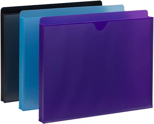 Smead Poly File Jacket with Clear Sleeve, Straight-Cut Tab, 1" Expansion, Letter Size, Assorted Colors, 2 per Pack (89611)