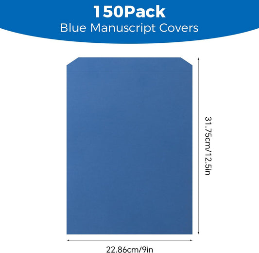 150 Pack Manuscript Covers, Letter-Size Report Covers, Top-Bound Document Folders, 0.23mm / 180gsm Blue Paper Covers for Filing, Organizing & Presentations
