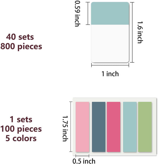 ELII 900 Pieces Tabs Sticky Index Tabs,Writable and Repositionable File Tabs Flags Colored Page Markers Labels for Reading Notes, Books and Classify Files, 41 Sets (Index Tabs)