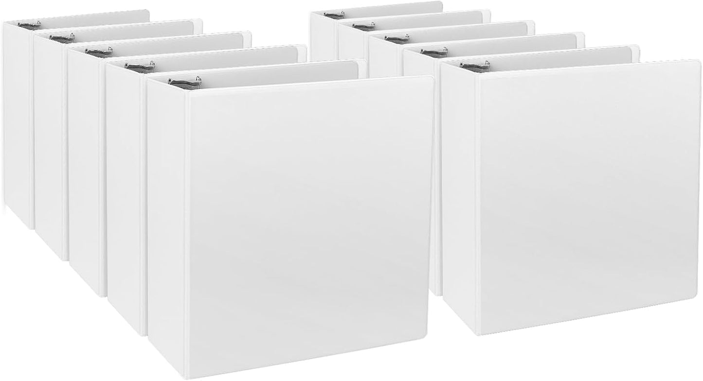 CIXILDTS 0.5-inch Round Ring Binder, Durable 1/2" 3 Ring Binder Fit Letter Size Paper, Presentation View Binders, White,12-Pack