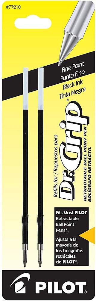 PILOT Dr. Grip Ballpoint Ink Refills for Retractable Pens, Medium Point, Blue Ink, 2-Pack (77228)