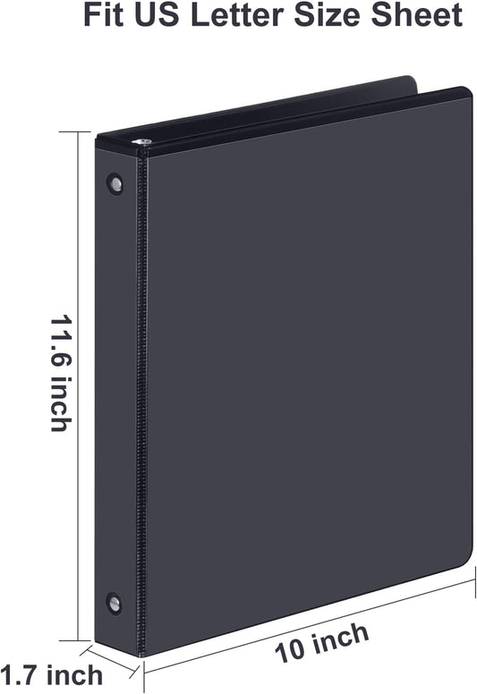 3 Ring Binder 1-1/2 Inch, ViVin Sturdy 1.5"-Round Ring Binder with 2 Interior Pockets, Clear View Cover, PVC-Free, Fits 300 Sheets of 8.5'' x 11'' Paper, Office Home School (6 Pack, White)