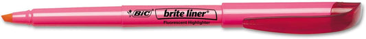 BIC BL11PK Brite Liner Highlighter, Chisel Tip, Fluorescent Pink, Dozen