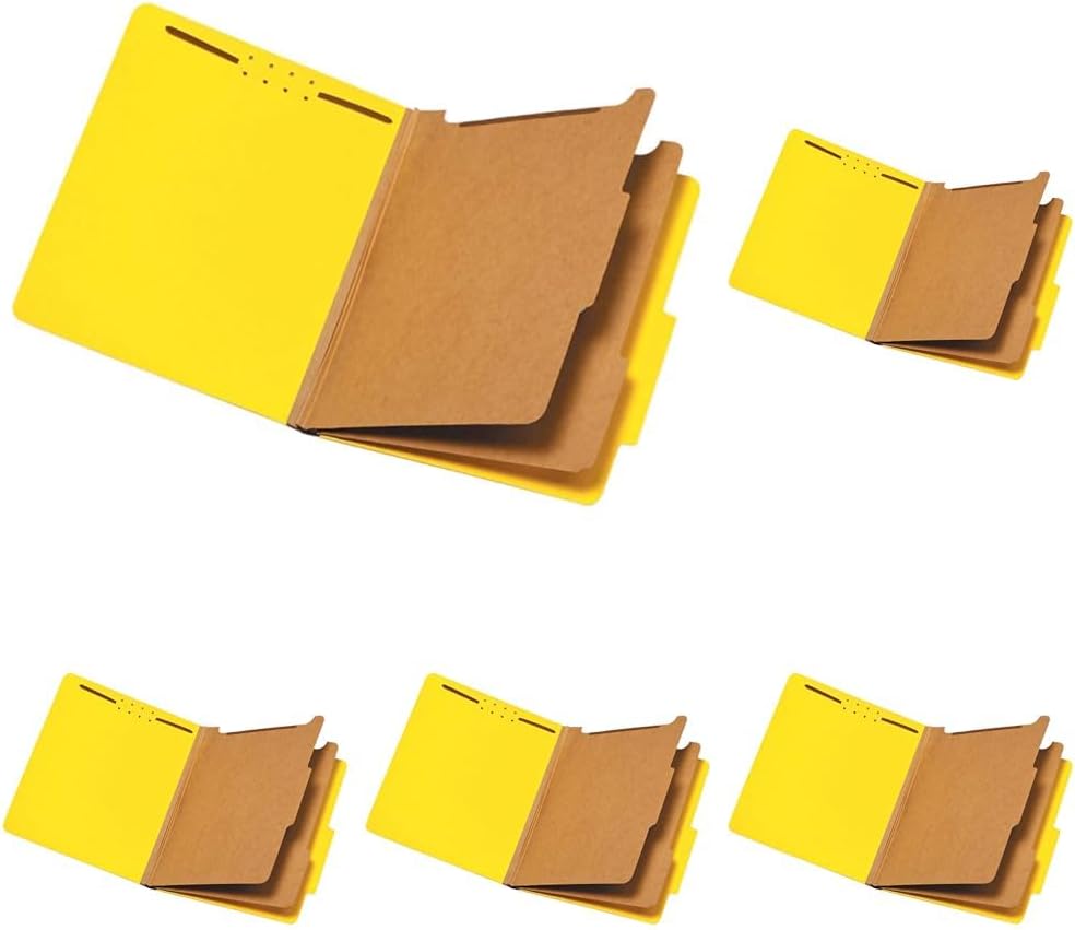 Pendaflex Classification Folders, 2 Dividers, 2" Fasteners, Letter Size, Yellow, 10/Box (24134P)