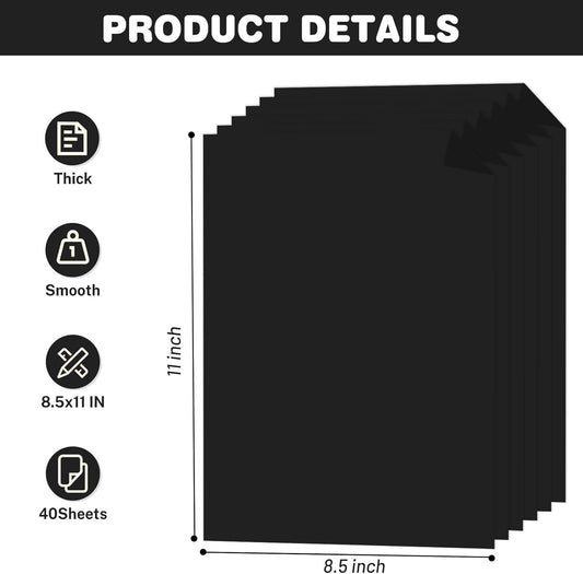 White Cardstock 8.5 X 11, 40 Sheets Card Stock, 75lb/ 200gsm Copy Paper, Cardstock Printer Paper For Art, Drawing, Invitations, DIY Cards, Watercolor, Craft, Construction, School & Office Supplies