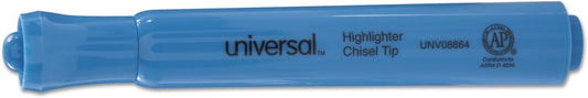 Universal 08864 Desk Highlighter, Chisel Tip, Fluorescent Blue, Dozen