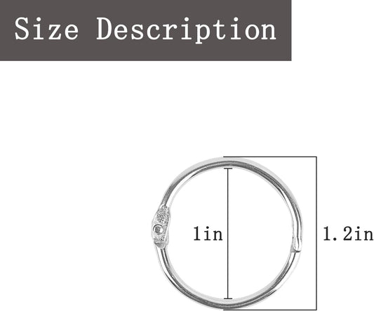 Loose Leaf Binder Office Book Rings 1-Inch(100 Pack), with Metal Nickel Plated for Key,for Index Cards and School,Sliver