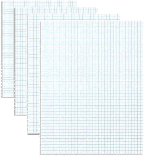 TOPS Graph Pads, Sold in 5 Packs, 8-1/2" x 11", Graph Ruled Paper (4x4), 50 Sheets, Thicker Weight Paper, Glue Top Graphing Pads (33105)