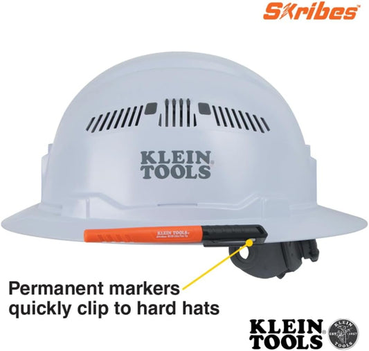 Klein Tools 861002 Skribes Permanent Markers, Ultra Fine Tip, Professional-Grade Ink, Jobsite Marker for Wet, Dry, and Oily Surfaces, Black, 2-Pack