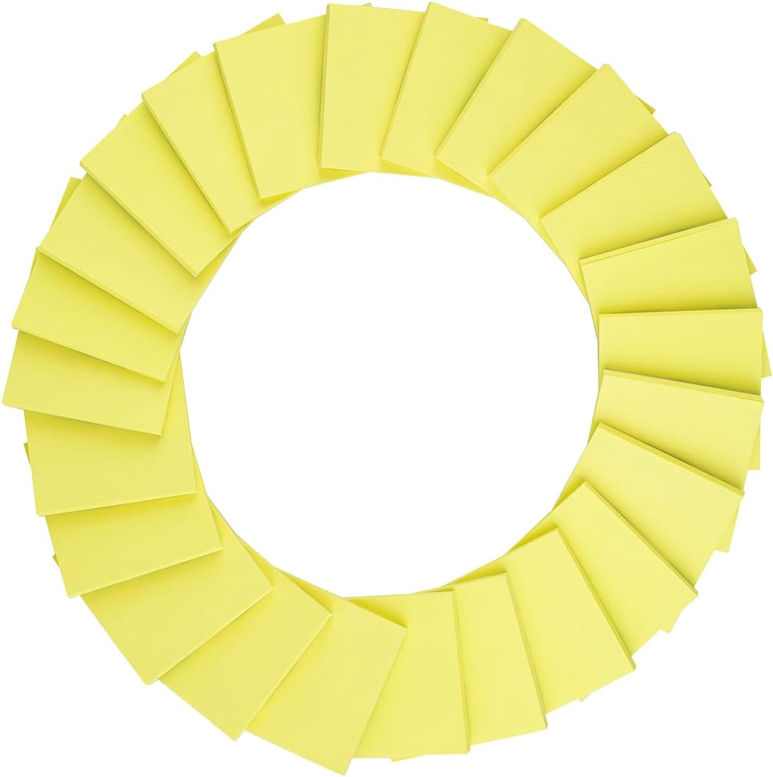 (24 Pads) Sticky Notes 3x3 in Yellow, Strong Adhesive, Clean Removal, Recyclable, Self-Stick Pads, Easy to Post for Home, Office, Notebook
