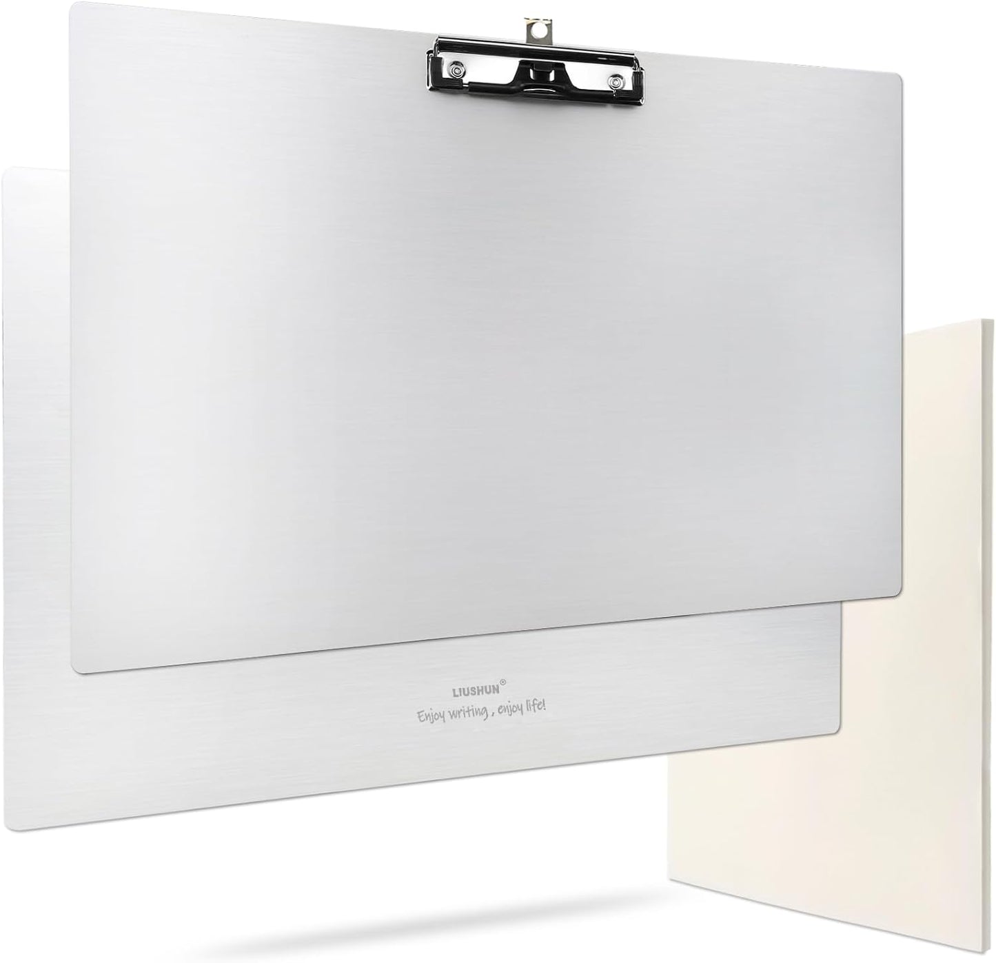 Three Clip Aluminum 11x17 Clipboard Metal Stainless Hangable Clipboards Art Pen Holder Extra Large Clip Board for Business Medical Professionals Workshop (Silver, A3-3Clip)