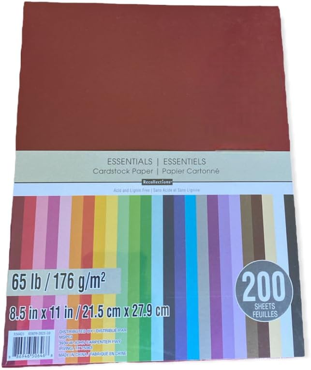 Recollections Cardstock Paper, Essentials 20 Colors - 200 Sheets 8-1/2 X 11