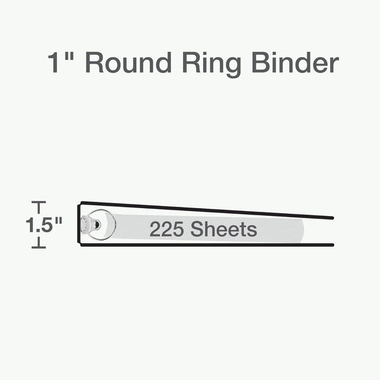Cardinal 3 Ring Binders, Binders for School and Office, Durable 1 Inch, Round Rings, Holds 225 Sheets, ClearVue Presentation View, Non-Stick, Assorted Colors, 4 Pack (1017672)