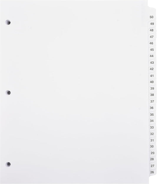 Exhibitindexes® Numbered Dividers 1-50 Punched - AVE Style Bold Tabs - Side Collated Exhibit Tabs - Made in The USA | Letter Size - 1-50 - Sets