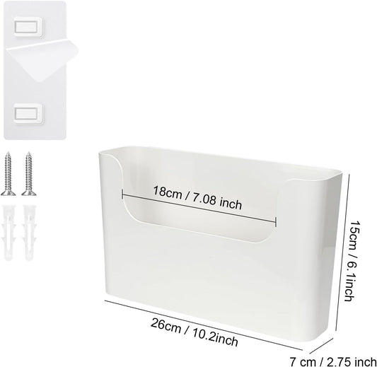 Wall File Holder - White Plastic Wall Mount File Organizer for Office, Home, Classroom