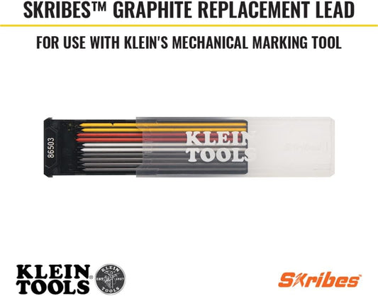 Klein Tools 86503 Skribes 2.8 mm Mechanical Carpenter Pencil Lead Refills, Assorted Color Leads for Woodworking and Construction, 10-Piece