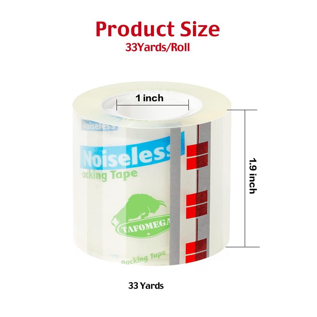 Packing Tape with Dispenser Clear Noiseless Packaging Tape for Shipping Moving Strong Sealing Adhesive Industrial Depot Tapes for Storage 1.96 inch x 33 Yards 1” Core 3 Pack