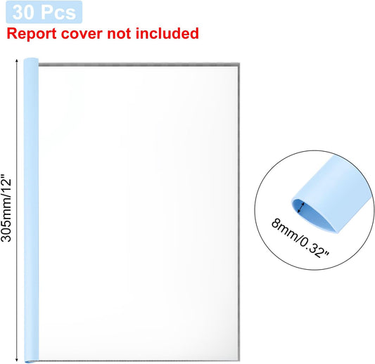 PATIKIL 30Pcs Binding Bars, 8mm Binding Bars Slide Grip 50 Sheets Capacity A4 Size Report Binder Teardrop Shape Presentation Binder for Report Cover Resume, White