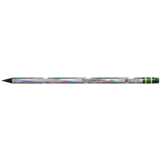 Ticonderoga Noir Black Wood-Cased #2 Pencils, Holographic Design, 12 Count