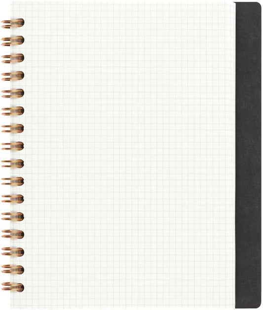 Maruman Septcouleur Grid Notebook- A5, 8.35" x 6.22", 100 Sheets / 200 Pages, 3mm Graph Paper Journal, Durable Rose Gold Wire-bound Spiral, Water Resistant Cover, Spicy Coral Pink, Made in Japan