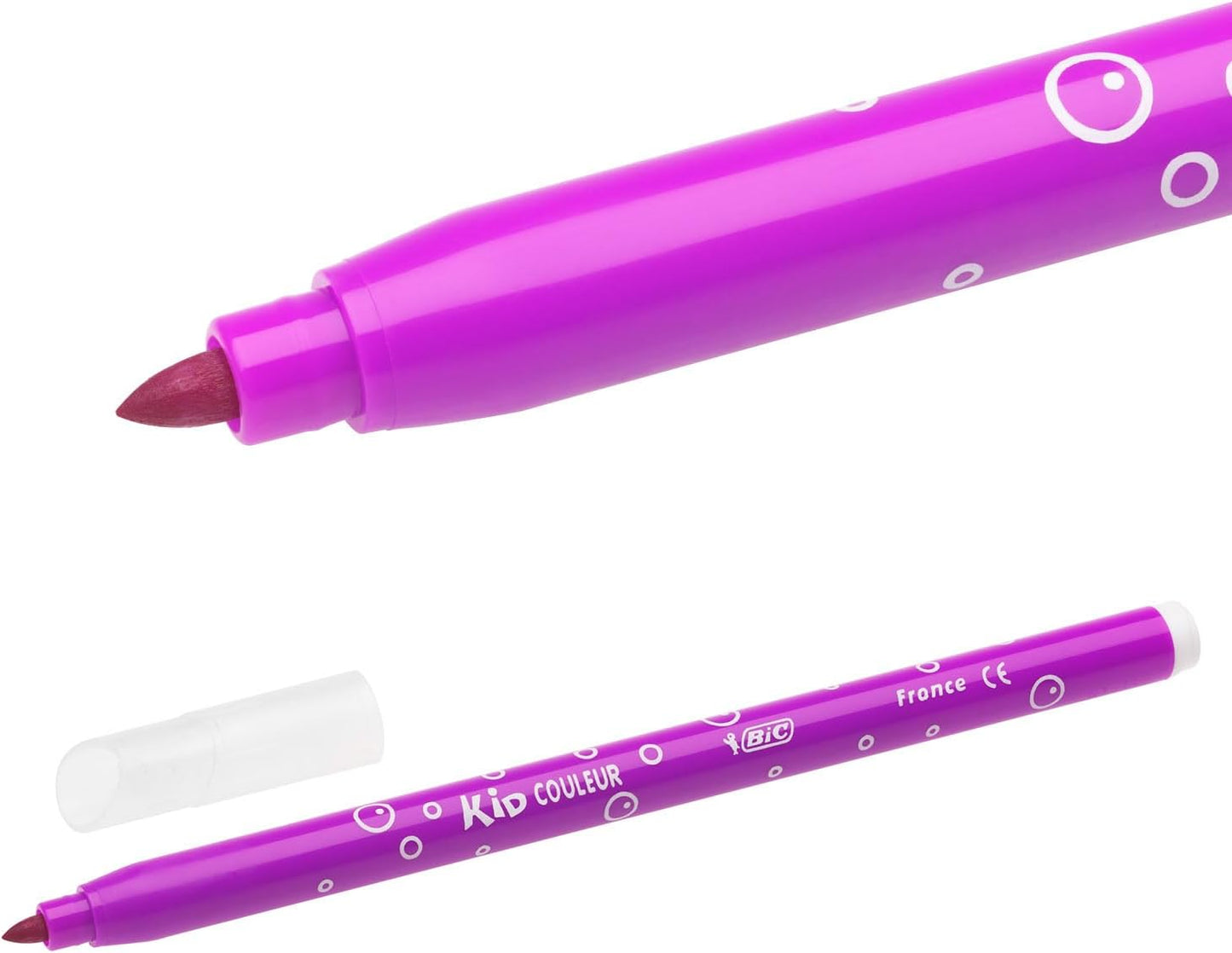 BIC Kids Kid Couleur Felt Tip Colouring Pens - Assorted Colours, Cardboard Wallet of 12