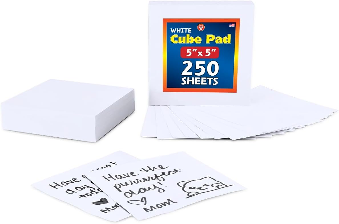 Hygloss Note Paper Cube - 3" Square Non-Sticky Memo Pad - 500 Sheets in White Color - Note Cubes - Perfect for Office & School Supplies - Not Sticky