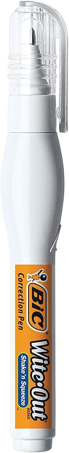 BIC Wite-Out Shake 'n Squeeze Correction Pen, 8 ml, White, 4 Count (WOSQPP418), 2 Pack