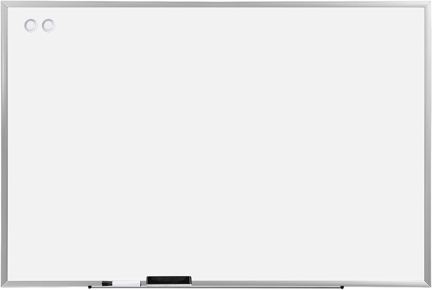 Amazon Basics Large Magnetic Dry Erase Whiteboard, 48" x 72", Aluminum Frame, Silver/White, with Pen Tray for School, Classroom, Office & Home