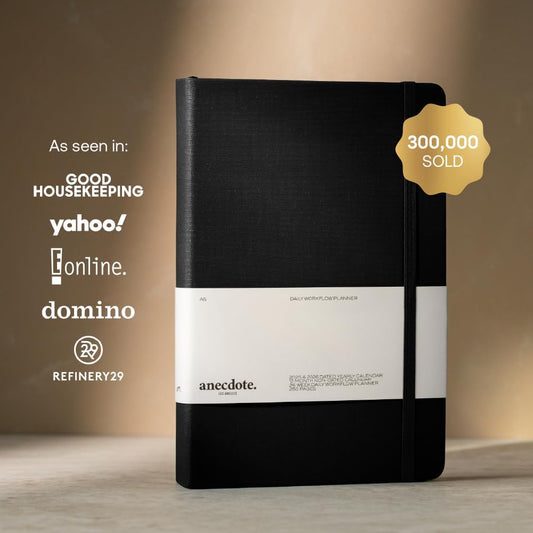 Anecdote Daily Planner w/ 2026-2027 Calendar | Start Anytime 26 Weeks Undated | 1 Page per Day | 8.5" x 5.2" | Hardcover To-Do List Organizer, Plan Your Success, Achieve Productivity Goals (Evergreen)