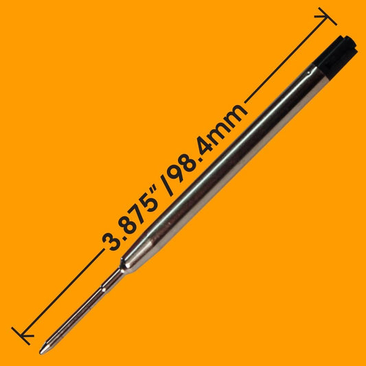 Jaymo Replacement for Parker 1950369 and Bastion - Measures 3.875 in / 98 mm Long - G2 Ballpoint Pen Refill - 6 Black