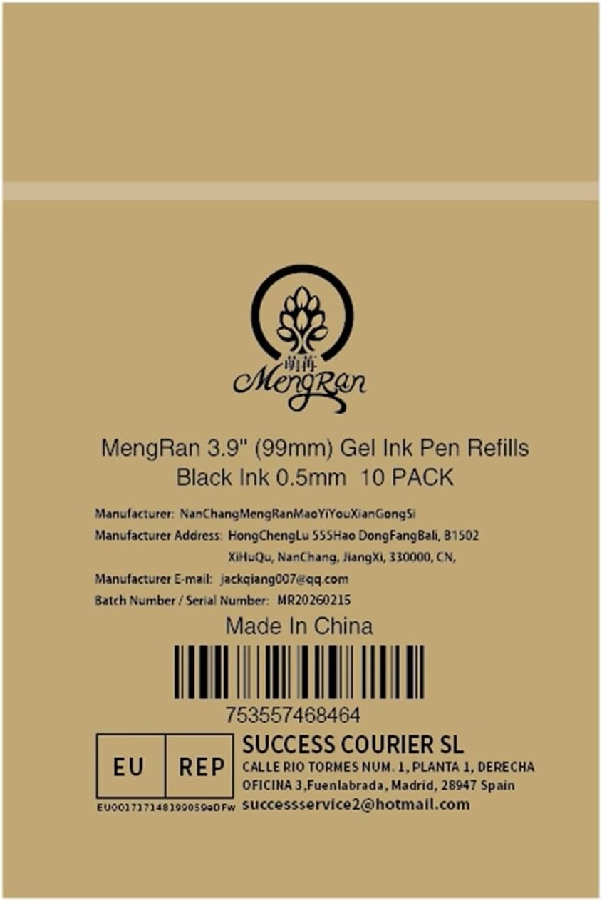 MengRan 3.9'' Ballpoint Ink Pen Refills for Click Pens,1mm Medium Tip,Compatible with Parker Pen Refill,Pack of 10 (Black Ink)