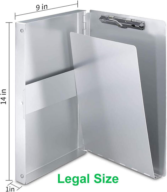 Sunnyclip Aluminum Clipboard with Storage (Letter Size), Metal Recycle Form Holder Portfolio Binder with Clip Inside Posse Box, for Office Business Medical Professionals Stationer
