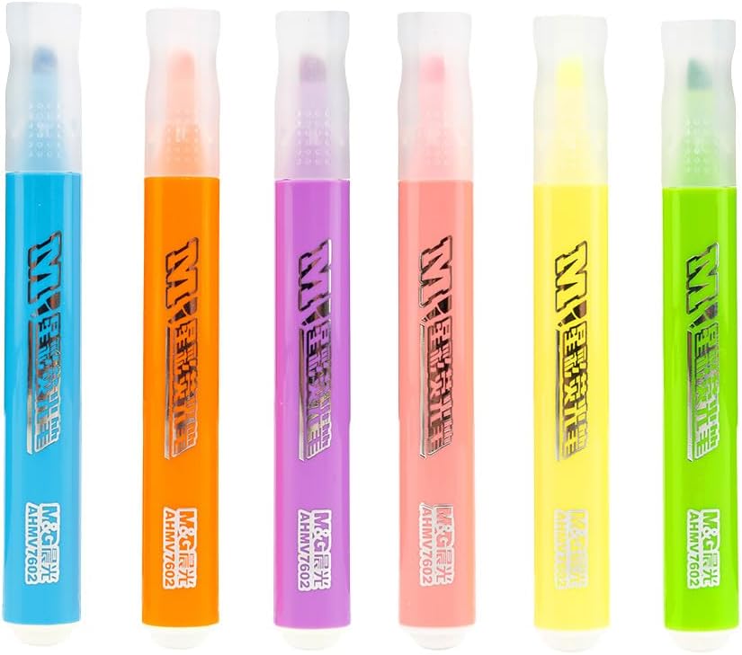 M&G 6-Pack Highlighters, Multicolor Quick-Dry No-Bleed Ink, Soft Chisel Tip Highlighters for Office Documents, Journaling, and Planners