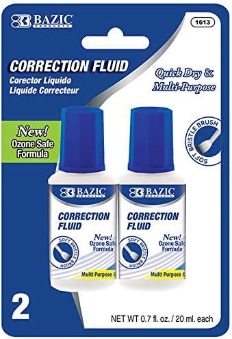 Correction Fluid 0.7 Fl. Oz. (20ml) with Brush (2-Pack)