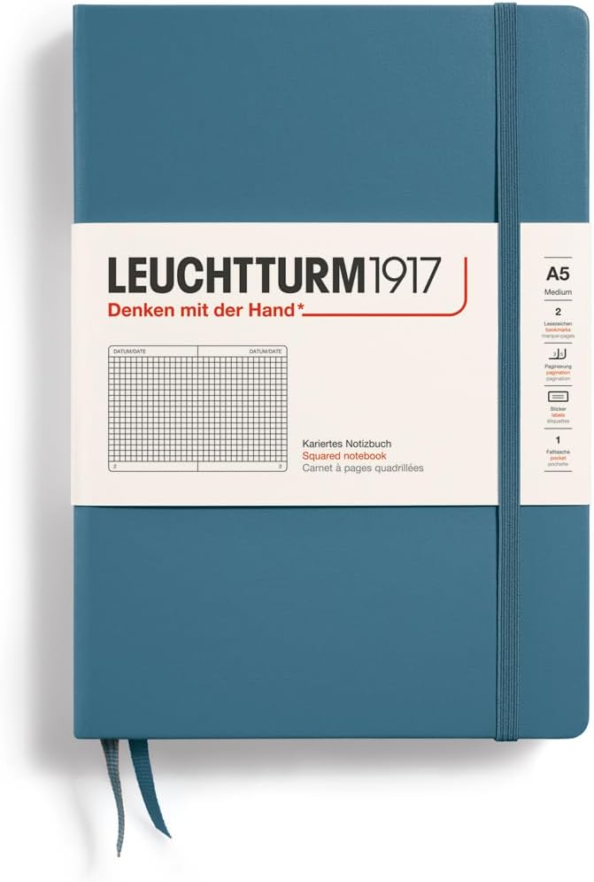 LEUCHTTURM1917 - Notebook Hardcover Medium A5-251 Numbered Pages for Writing and Journaling (Navy, Ruled)