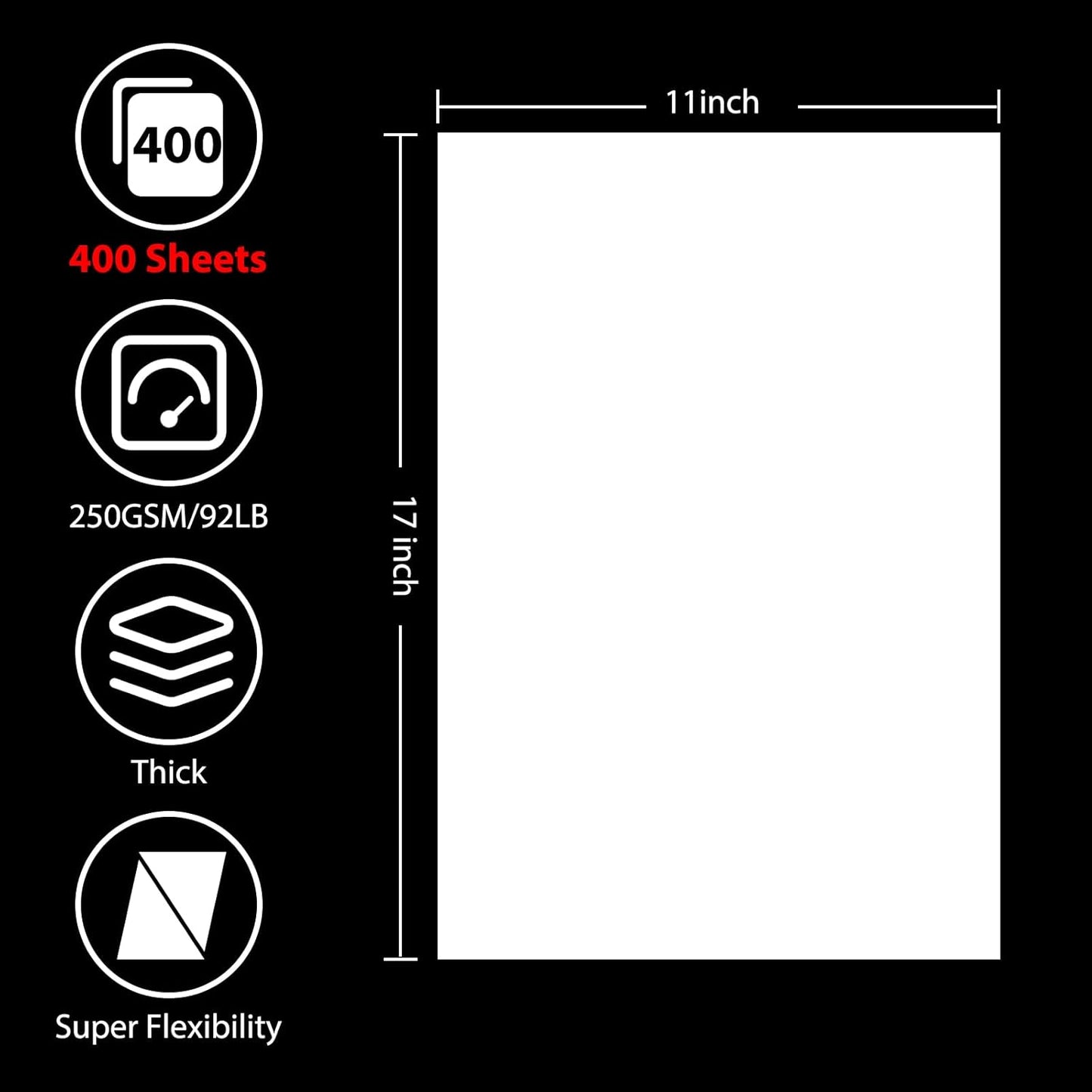 OcePor 100 Sheets White Cardstock 8.5” x 11”, 92lb/250gsm Card Stock, Thick Card Stock Paper, Heavy Cardstock Paper for Printer, Resume, Scrapbooks, Art, Crafts, Business Cards
