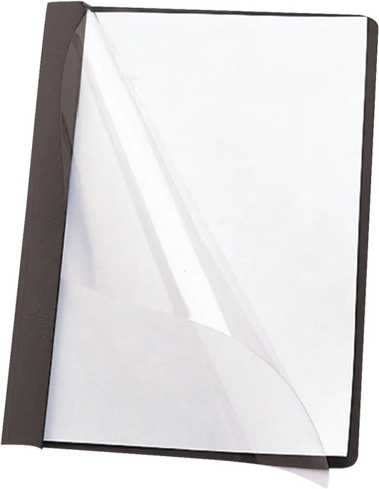 Smead Clear Front Report Cover, Three Double Tang Side Fasteners, 1/2" Capacity, Letter Size, Black, 25 per Box (87453)